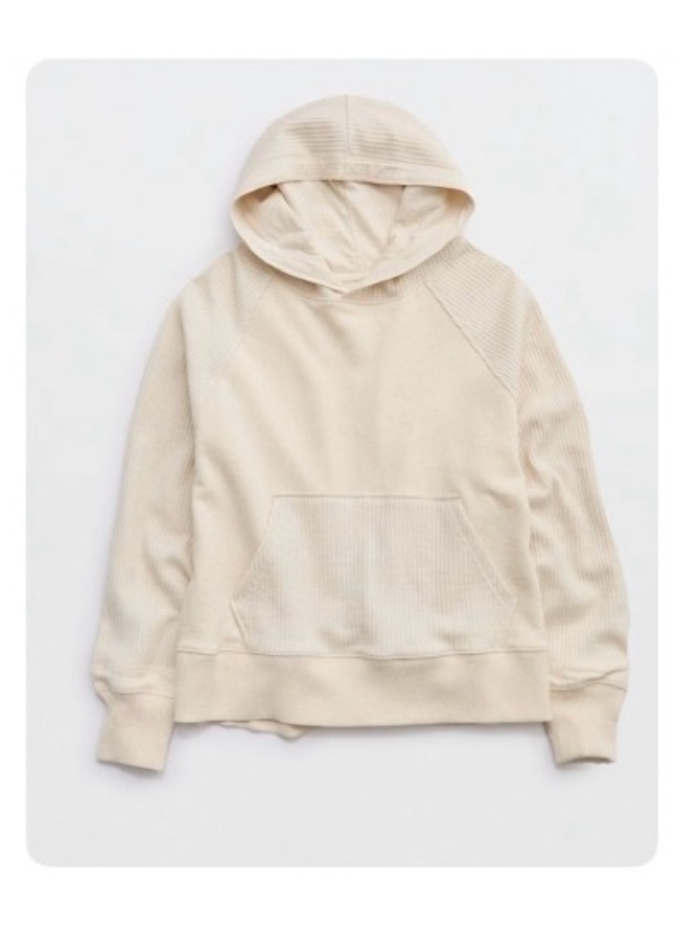 Aerie Cream waffle Hoodie Pullover